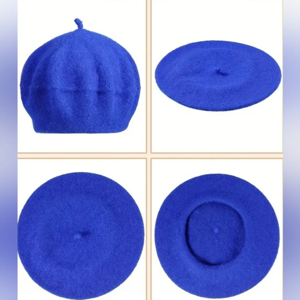 Royal Blue 100% Wool FRENCH Beret Tam